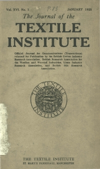 The Journal of the Textile Institute Vol. XVI No. 1 (1925)