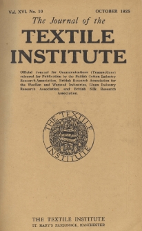 The Journal of the Textile Institute Vol. XVI No. 10 (1925)
