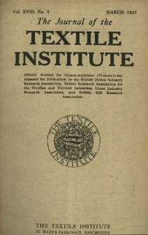 The Journal of the Textile Institute Vol. XVIII No. 3 (1927)
