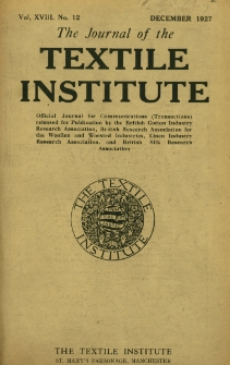 The Journal of the Textile Institute Vol. XVIII No. 12 (1927)