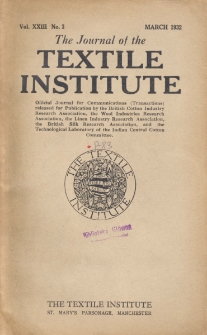 The Journal of the Textile Institute Vol. XXIII No. 3 (1932)