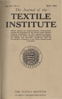 The Journal of the Textile Institute Vol. XXV No. 5 (1934)