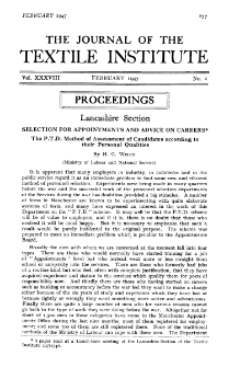 The Journal of the Textile Institute vol. 38 no. 2 1947