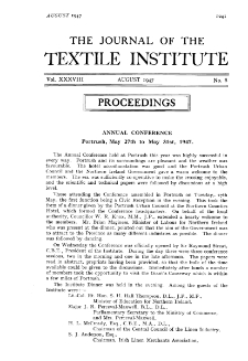 The Journal of the Textile Institute vol. 38 no. 8 1947