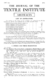 The Journal of the Textile Institute - Abstracts - Vol. XXXI No. 5 1941