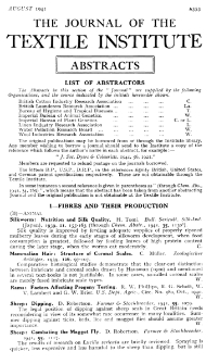 The Journal of the Textile Institute - Abstracts - Vol. XXXII No. 8 1941