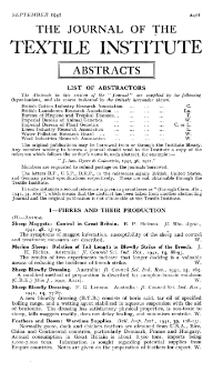 The Journal of the Textile Institute - Abstracts - Vol. XXXII No. 9 1941
