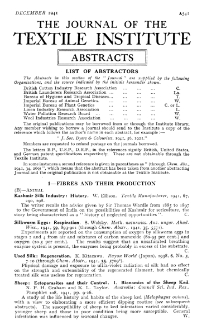 The Journal of the Textile Institute - Abstracts - Vol. XXXII No. 12 1941