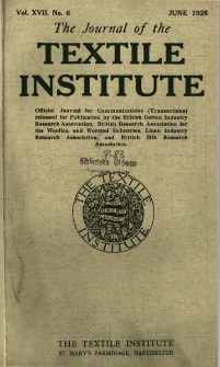 The Journal of the Textile Institute Vol. XVII No. 6 (1926)