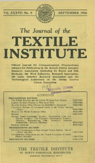 The Journal of the Textile Institute Vol. XXXVII No. 9 (1946)