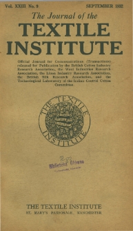 The Journal of the Textile Institute Vol. XXIII No. 9 (1932)