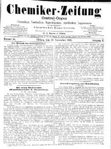 Chemiker-Zeitung Jg. 10 Nr. 95 (1886)