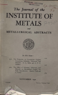 The Journal of the Institute of Metals and Metallurgical Abstracts vol. 9 no. 11 (1942)