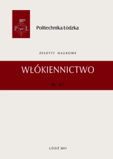 Zeszyty Naukowe. Włókiennictwo nr 67 (2011)